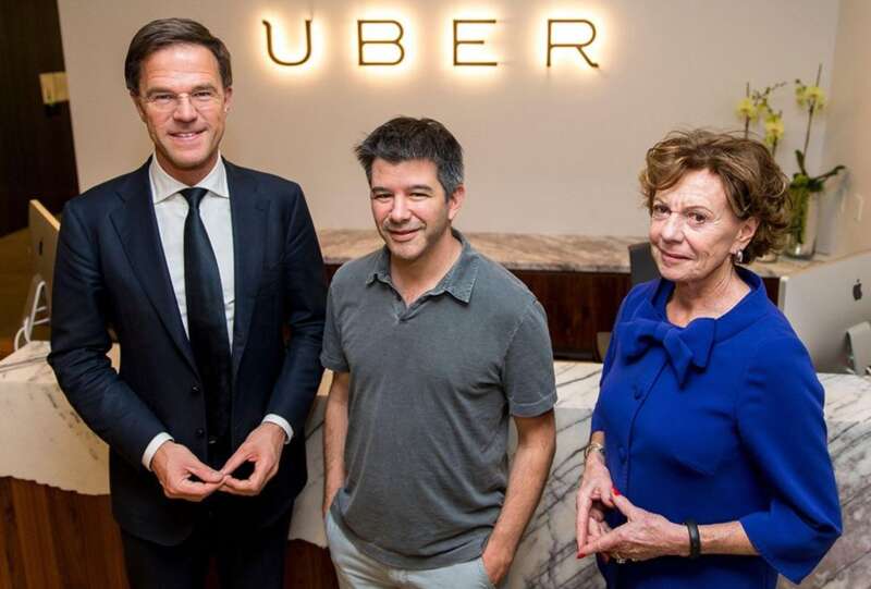 荷兰总理马克·吕特、Uber前首席执行官特拉维斯·卡兰尼克和尼莉·克罗斯