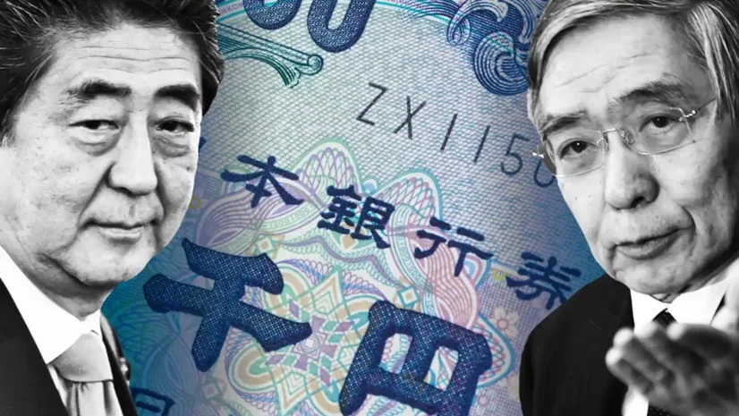 安倍晋三（左）与黑田东彦（右）