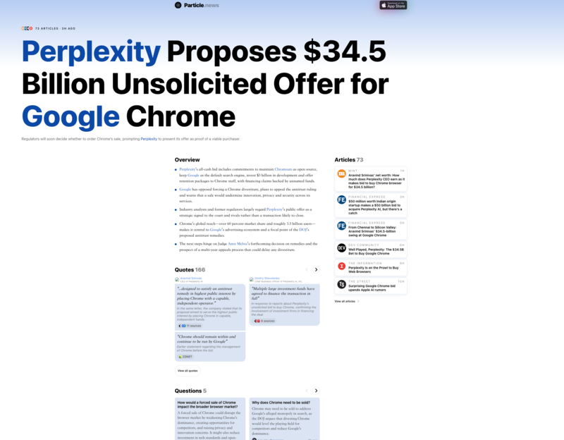 Perplexity欲收购chrome